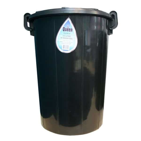 BIN RUBBISH/GARBAGE BLACK 70LT WITH SNAP ON LID Q-60624