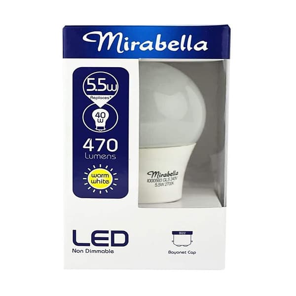 GLOBE LED GLS BC 5W 2700K 470LM W/WHITE