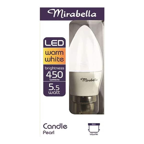 GLOBE  LED CANDLE 5W BC 470LM WARM WHT PEARL