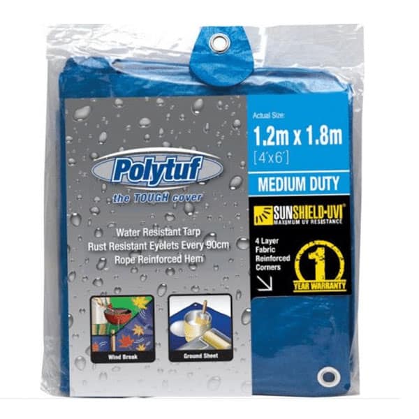 TARPAULIN MEDIUM BLUE 1.2M X 1.8M