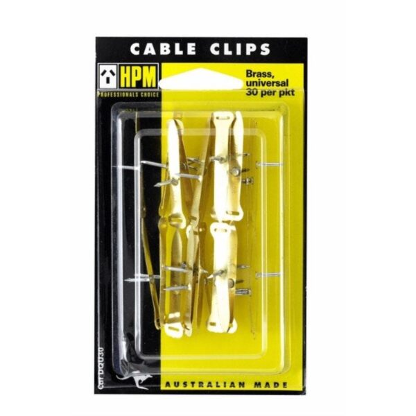 CLIP CABLE BRASS PK30