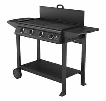 4 Burner Flat Top BBQ with Trolley and Lid