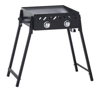 Grilled 2 Burner Solid Plate Flat Top BBQ with Folding Legs